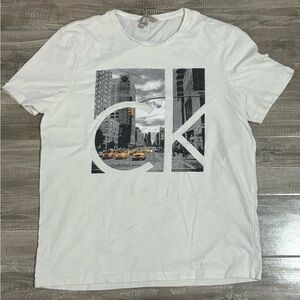 Mens Medium White Calvin Klein White City Short Sleeve Shirt Size Medium